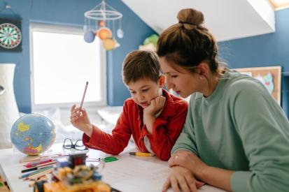 Parent and Child studying