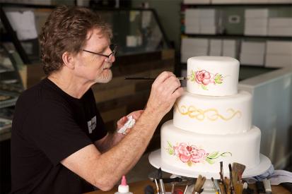 Jack Phillips of Masterpiece Cakeshop decorates a custom cake