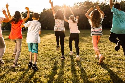 Children playing in a field