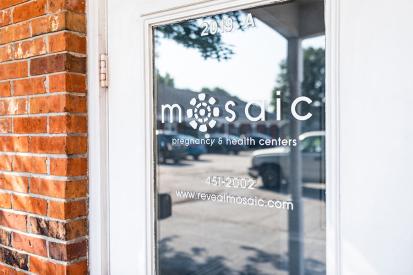 The door to Mosaic Health pregnancy center, which has served over 19,000 women since its founding