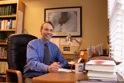 Rev. James Harden, president of CompassCare, at the CompassCare office in Rochester, New York.