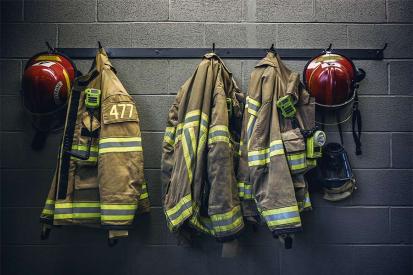 Firefighter jackets and helmets