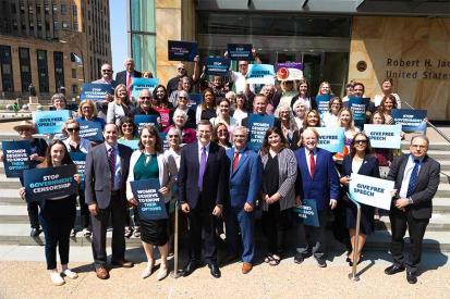 NIFLA v. James Clients, Attorneys, and Supporters outside courthouse