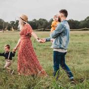 Family Walking in Field