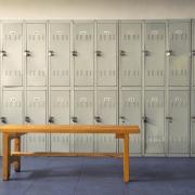 Locker room with bench