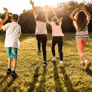 Children playing in a field