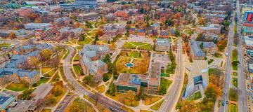 Aerial view of the campus of Michigan State University