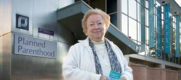 Eleanor McCullen stands outside a Planned Parenthood facility in Boston