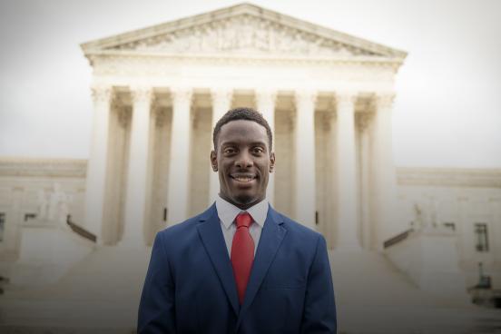 ADF client Chike Uzuegbunam at the U.S. Supreme Court