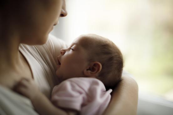 Mother holding baby