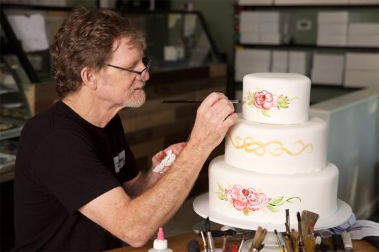 Jack Phillips of Masterpiece Cakeshop decorates a custom cake