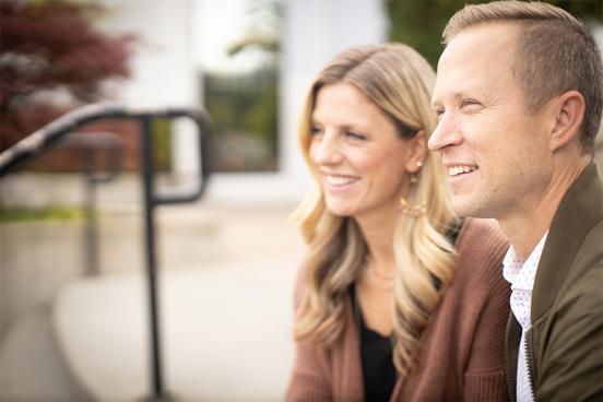 Sandy Smith and Jay Smith of Cedar Park sit next to each other smiling