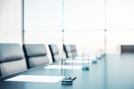 Board Room with notes and glasses