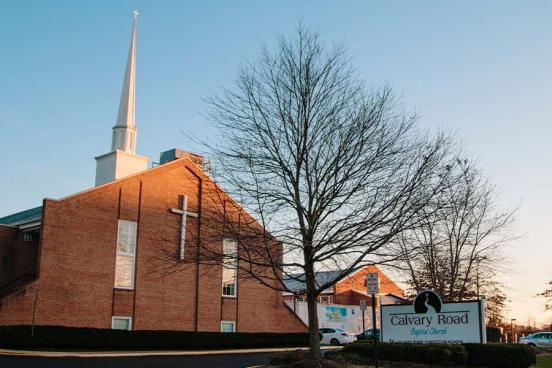 Calvary Road Baptist Church building and sign