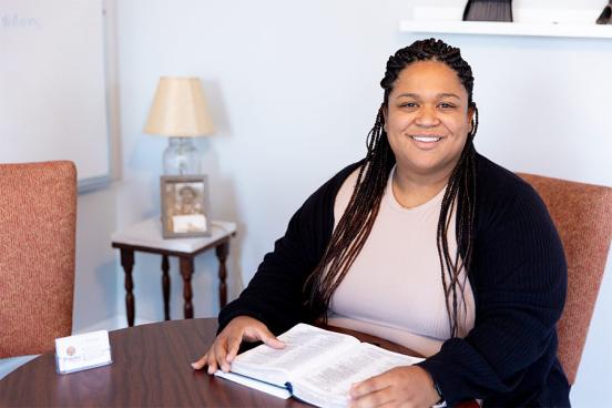 Jean Marie Davis, executive director of Branches Pregnancy Resource Center in Vermont, reading a Bible