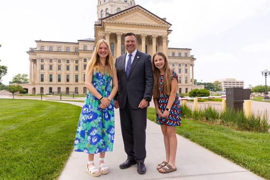 Aubrey Simpson, Kansas Attorney General Kris Kobach, Avalon Simpson.