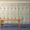 Locker room with bench