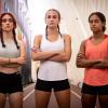 Track athletes Selina Soule, Chelsea Mitchell, and Alanna Smith are seen at an indoor track