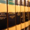 Law books are seen on a shelf